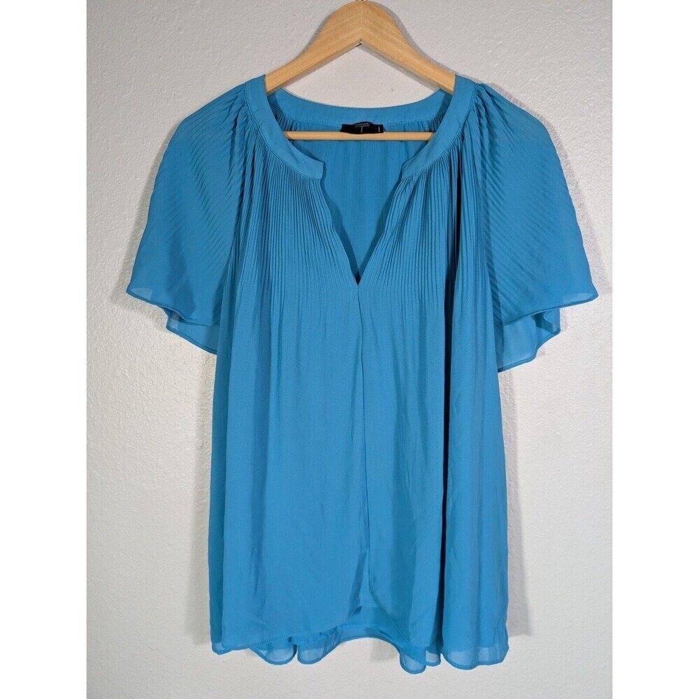 T Tahari Top‎ Women Blue Short Butterfly Sleeve Relaxed Dress Up XL N93